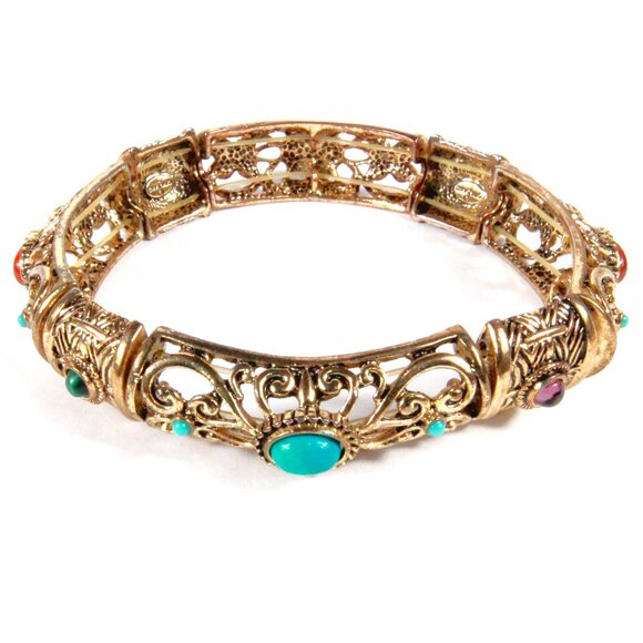 Vintage R. J. Graziano Gold Tone Strech Bracelet - Picture 6 of 6